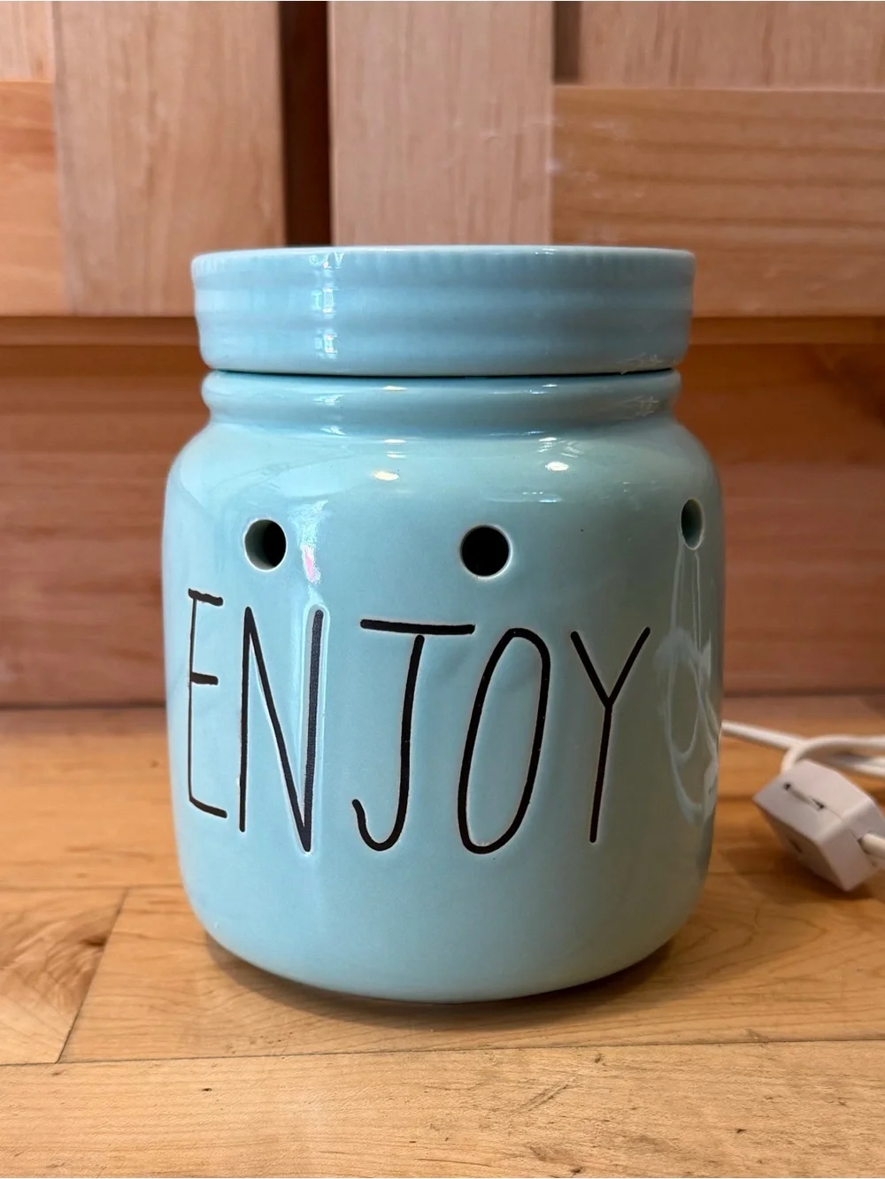 Light Blue 'ENJOY' Ceramic Warmer